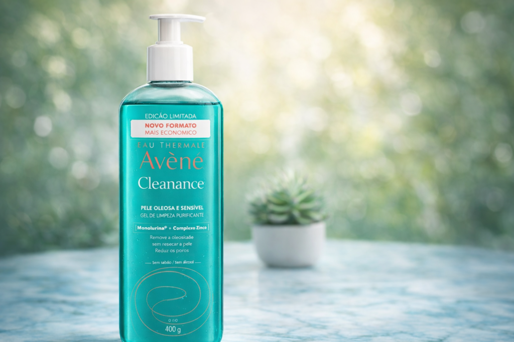 Avène Cleanance Gel de Limpeza para pele oleosa e sensível em frasco azul com pump, indicado para controle da oleosidade
