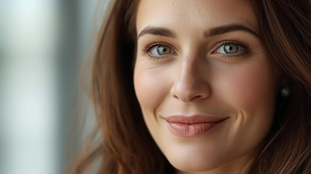 beneficios-bem-estar-mental-saude-emocional-2026.jpg Mulher branca de cabelos castanhos sorrindo e contemplando a natureza, ilustrando o equilíbrio entre saúde emocional e bem-estar.