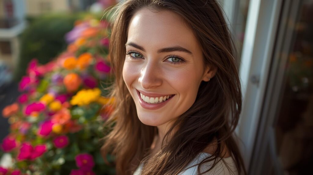 maquiagem-com-retinol-pele-perfeita-rejuvenescida.jpg Mulher de 30 anos com pele radiante e saudável após usar maquiagem com retinol em ambiente iluminado