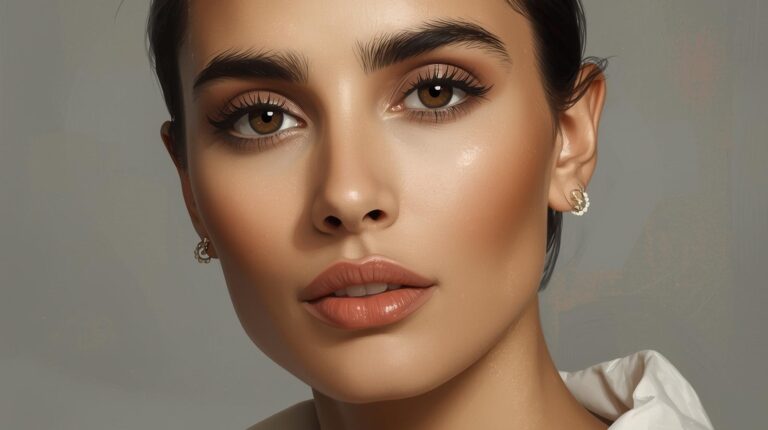 Mulher de 30 anos com pele de porcelana radiante após seguir rotina de skincare minimalista.