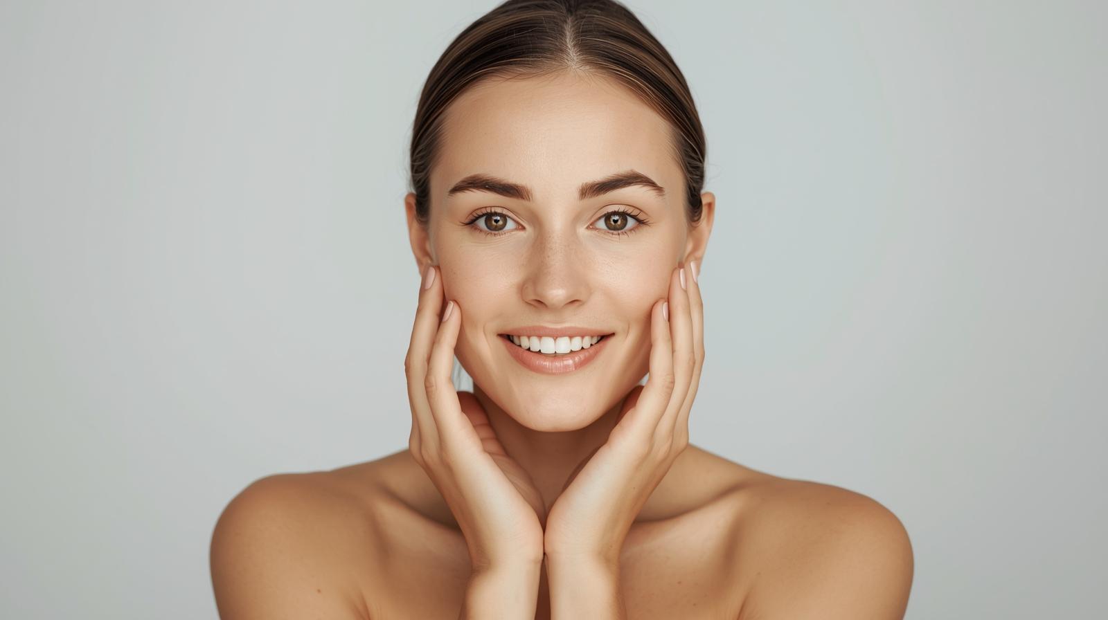 Mulher sorridente com pele radiante exemplificando os diferentes tipos de pele e cuidados diários de skincare
