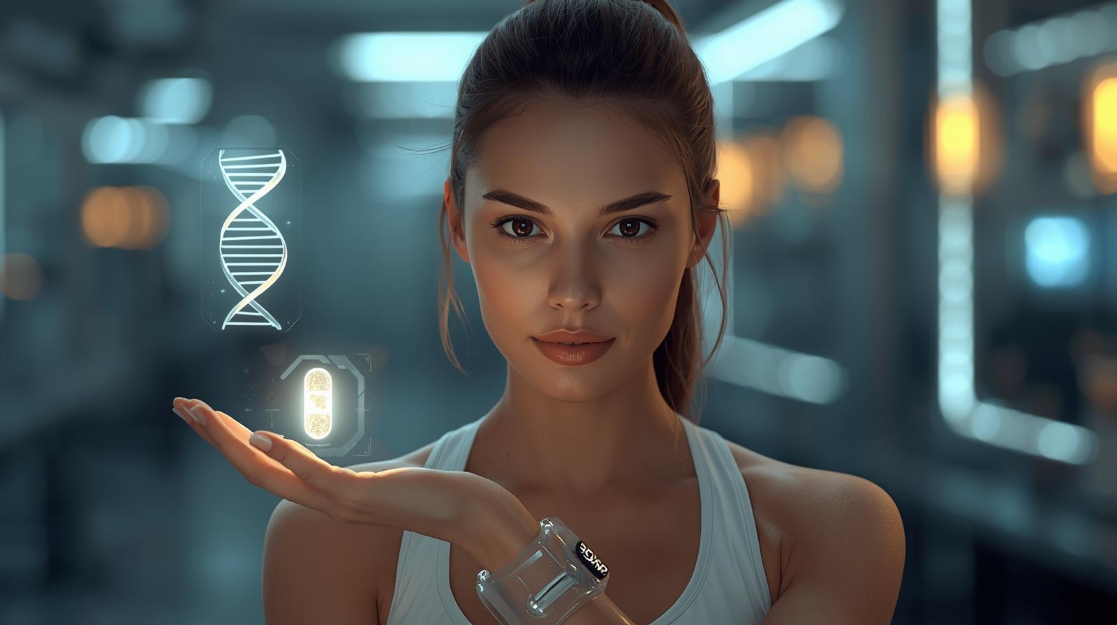 Mulher em laboratório analisando suplementação personalizada para o futuro da beleza em 2026 através de IA.